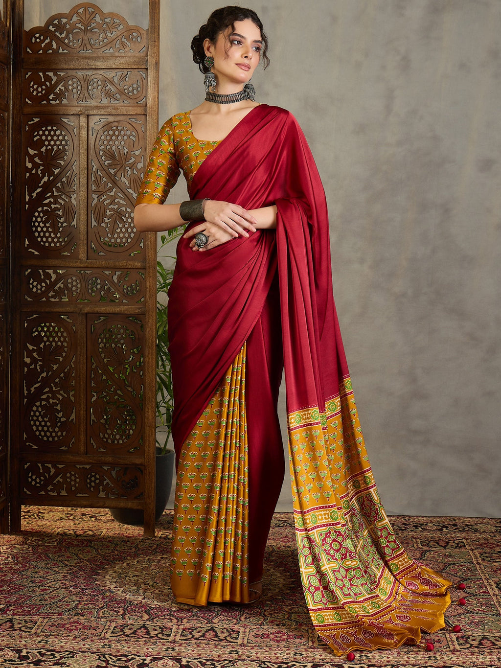 Eshanya Stylish Semi Modal Saree for Party & Festive Wear ClothsVilla