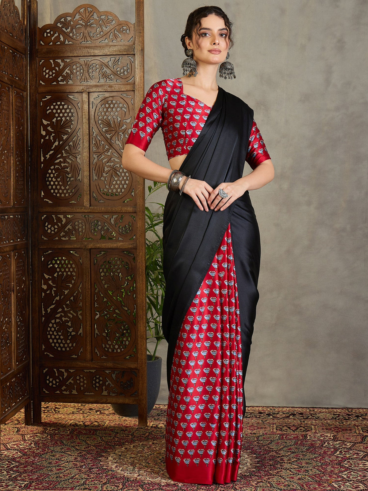 Eshanya Stylish Semi Modal Saree for Party & Festive Wear ClothsVilla Main image