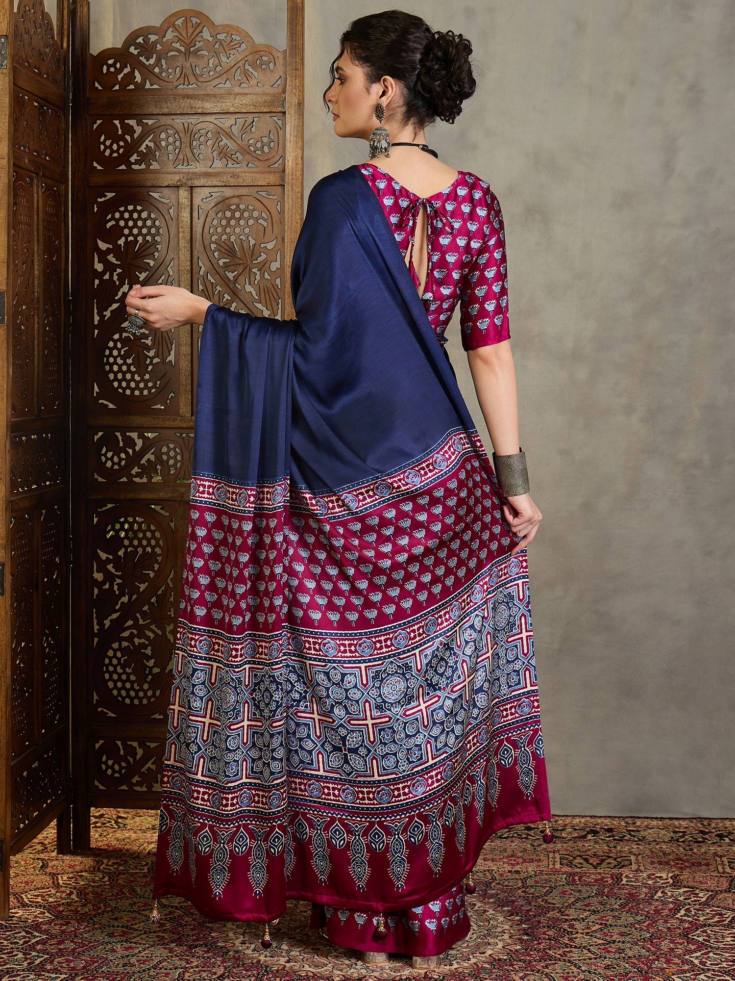Eshanya Stylish Semi Modal Saree for Party & Festive Wear ClothsVilla