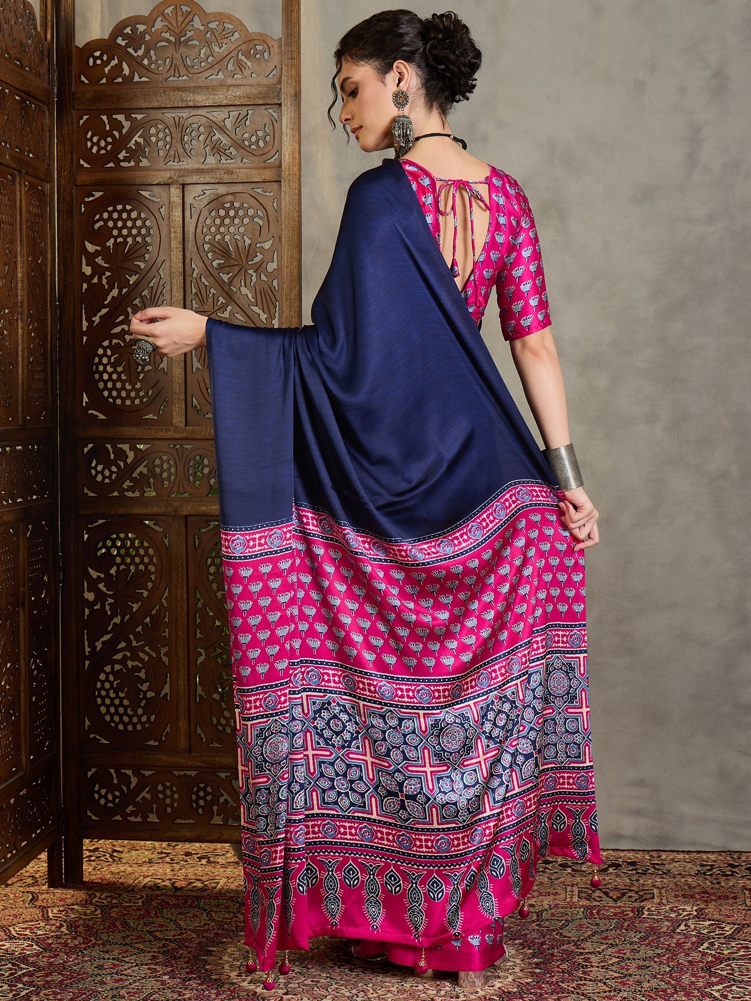 Eshanya Stylish Semi Modal Saree for Party & Festive Wear ClothsVilla