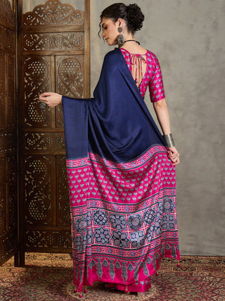 Eshanya Stylish Semi Modal Saree for Party & Festive Wear ClothsVilla