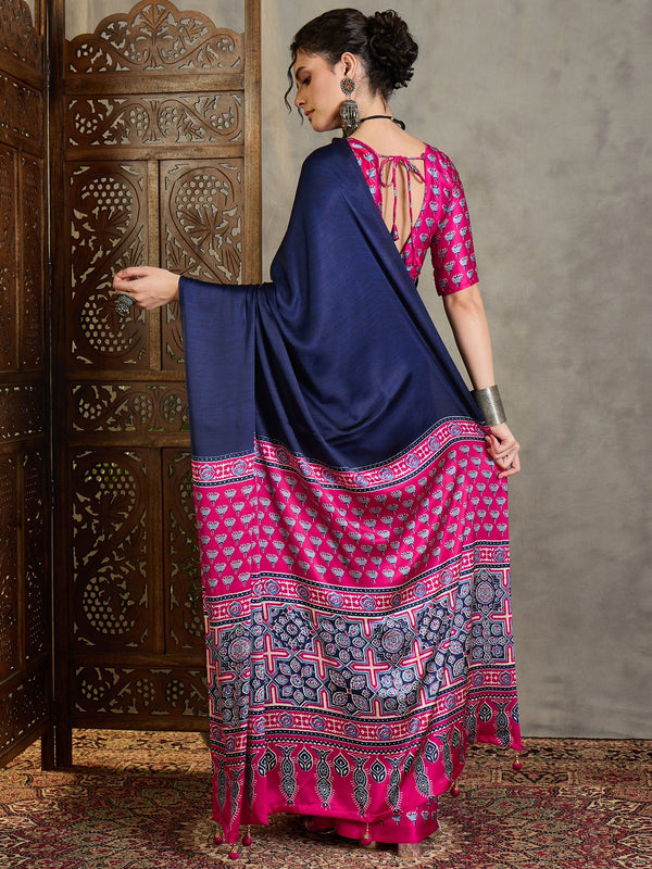 Eshanya Stylish Semi Modal Saree for Party & Festive Wear ClothsVilla