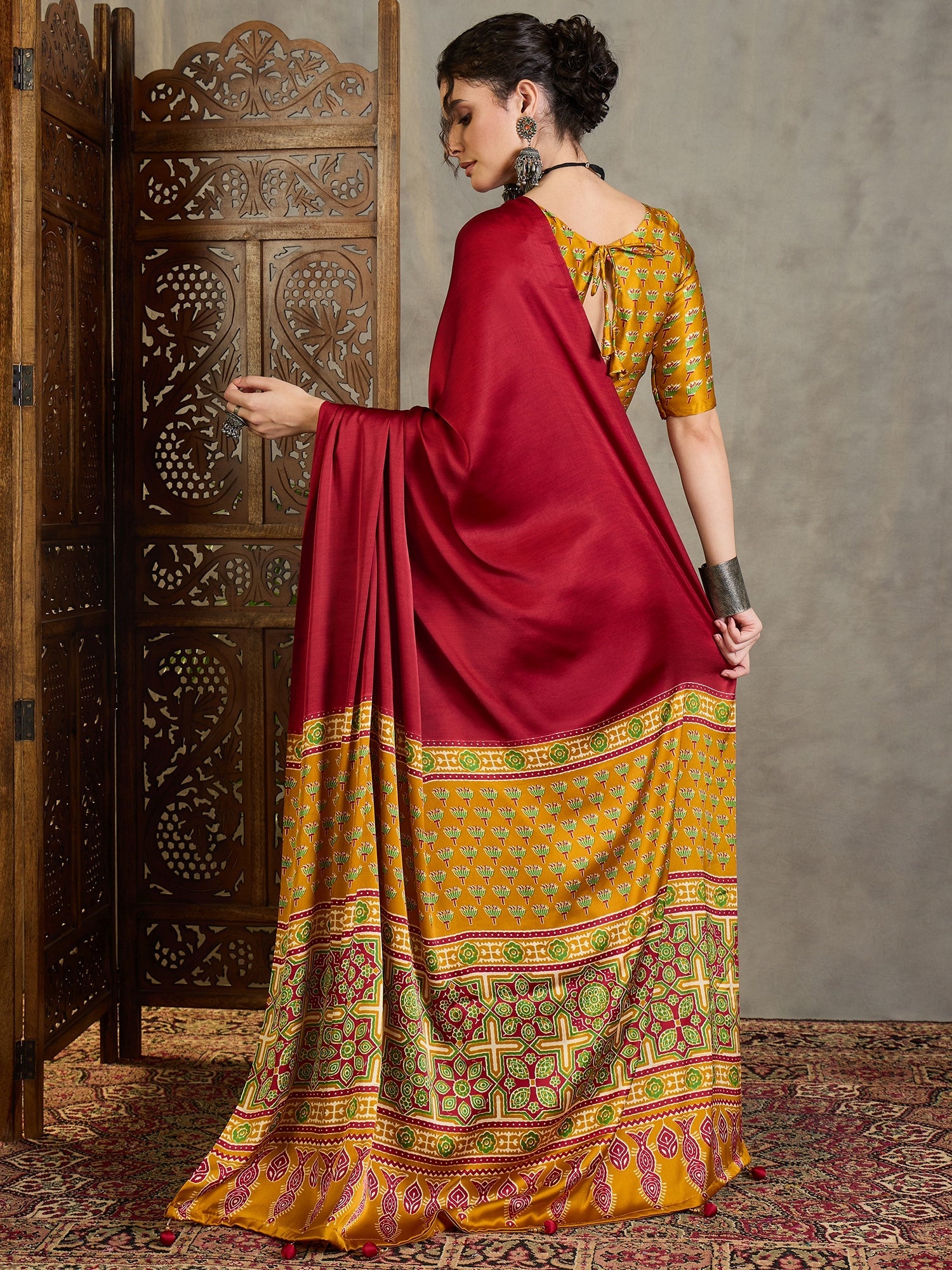 Eshanya Stylish Semi Modal Saree for Party & Festive Wear ClothsVilla