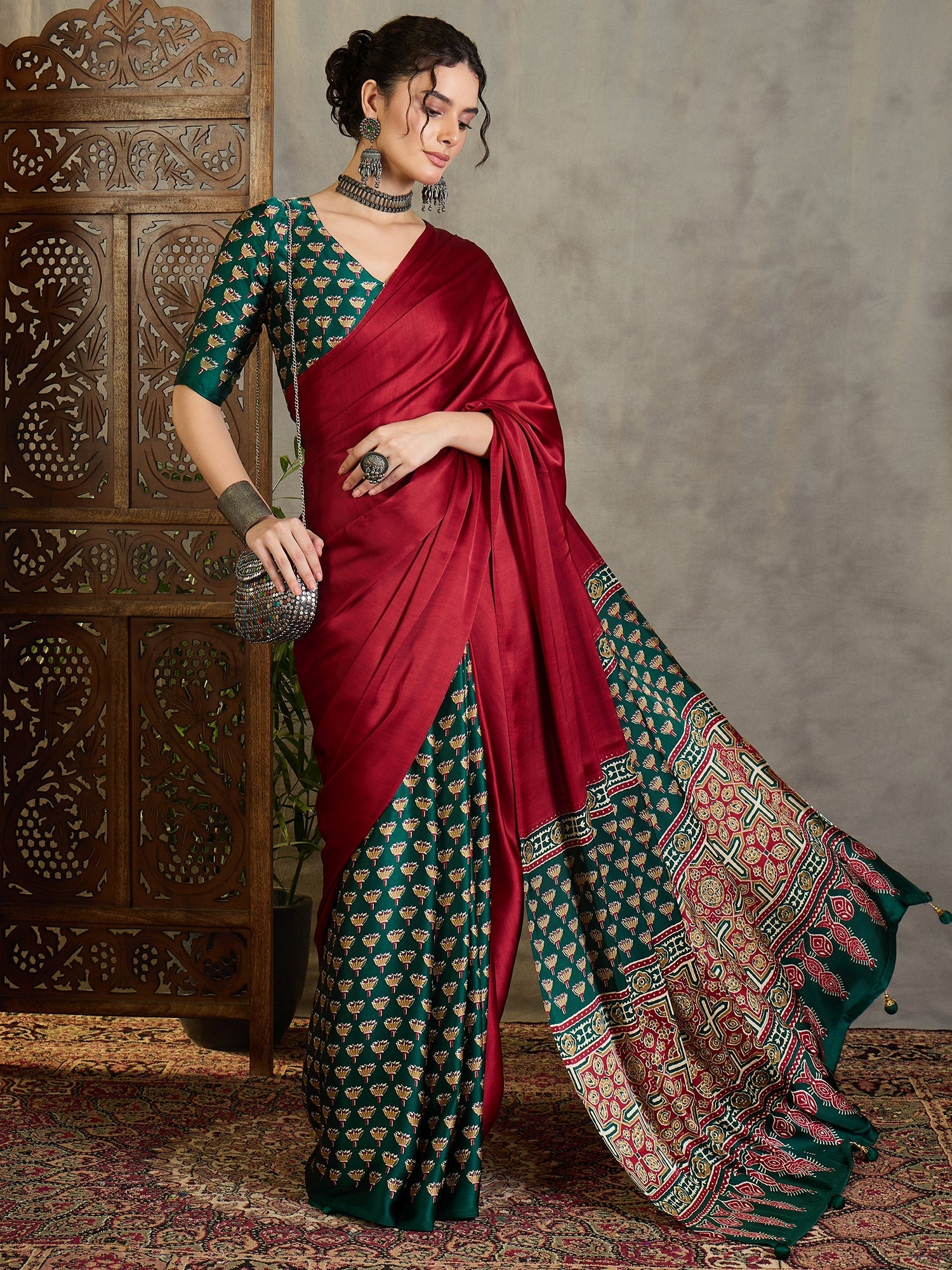 Eshanya Stylish Semi Modal Saree for Party & Festive Wear ClothsVilla