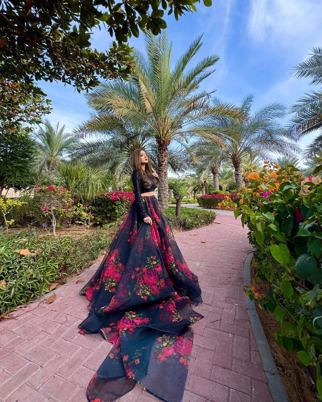 Exquisite Black Floral Lehenga Set ClothsVilla