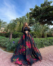 Load image into Gallery viewer, Exquisite Black Floral Lehenga Set ClothsVilla