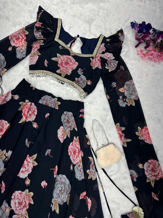 Exquisite Black Real Kalamkari Lehnga with Modern Touch ClothsVilla