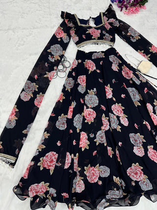 Exquisite Black Real Kalamkari Lehnga with Modern Touch ClothsVilla
