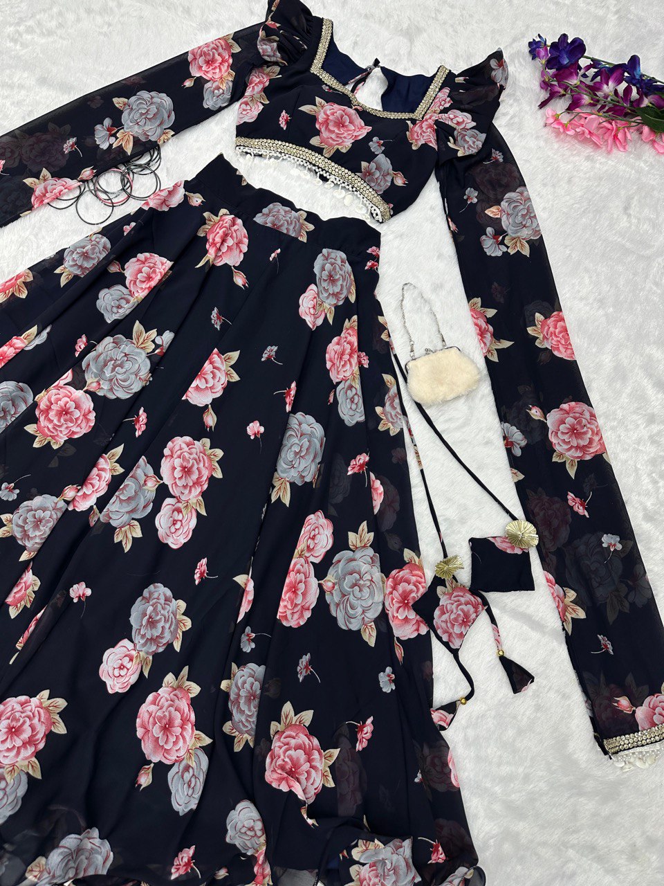 Exquisite Black Real Kalamkari Lehnga with Modern Touch ClothsVilla