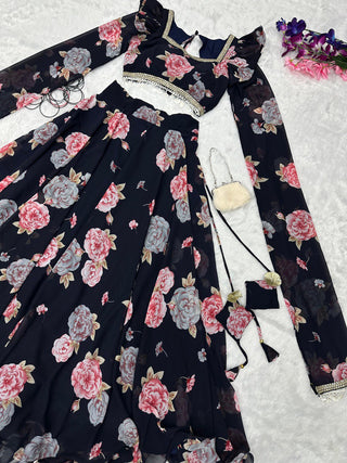 Exquisite Black Real Kalamkari Lehnga with Modern Touch ClothsVilla