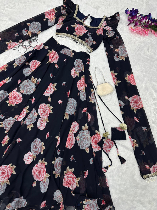 Exquisite Black Real Kalamkari Lehnga with Modern Touch ClothsVilla