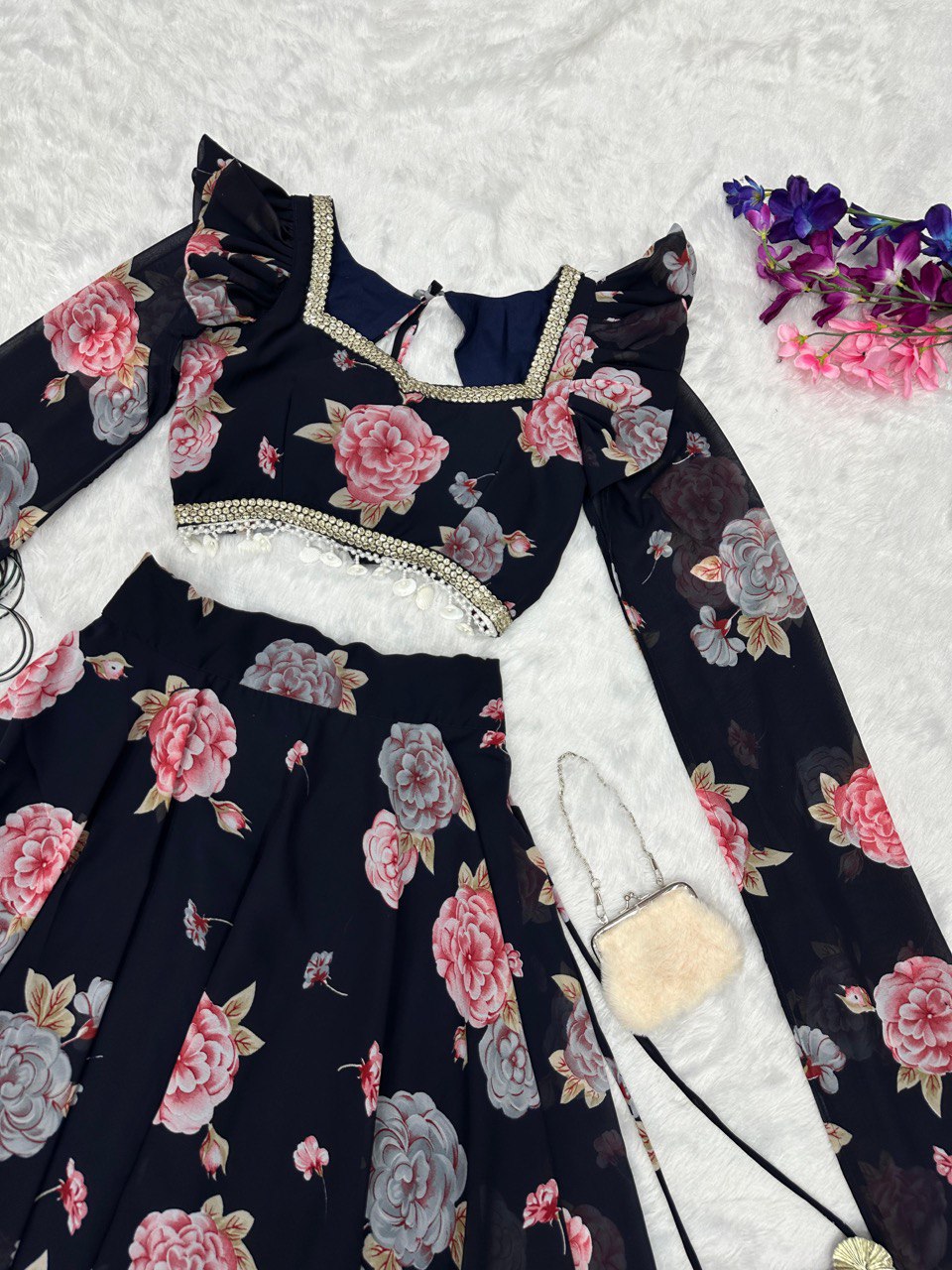 Exquisite Black Real Kalamkari Lehnga with Modern Touch ClothsVilla