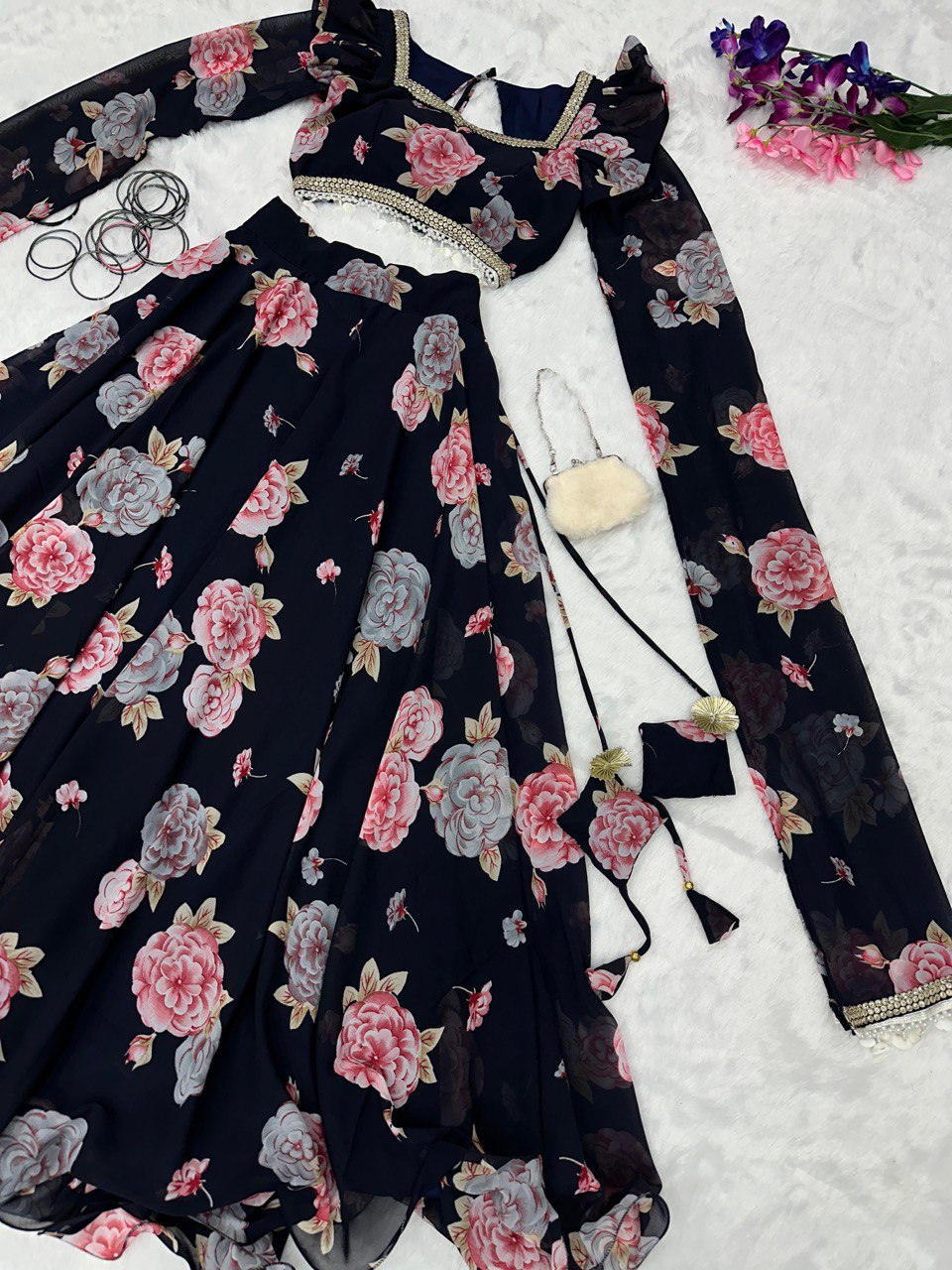 Exquisite Black Real Kalamkari Lehnga with Modern Touch ClothsVilla