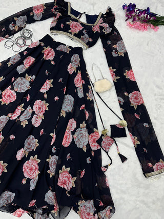 Exquisite Black Real Kalamkari Lehnga with Modern Touch ClothsVilla