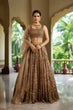 Load image into Gallery viewer, Exquisite Brown Net Lehenga Choli Set with Sequins and Jari Embroidery
