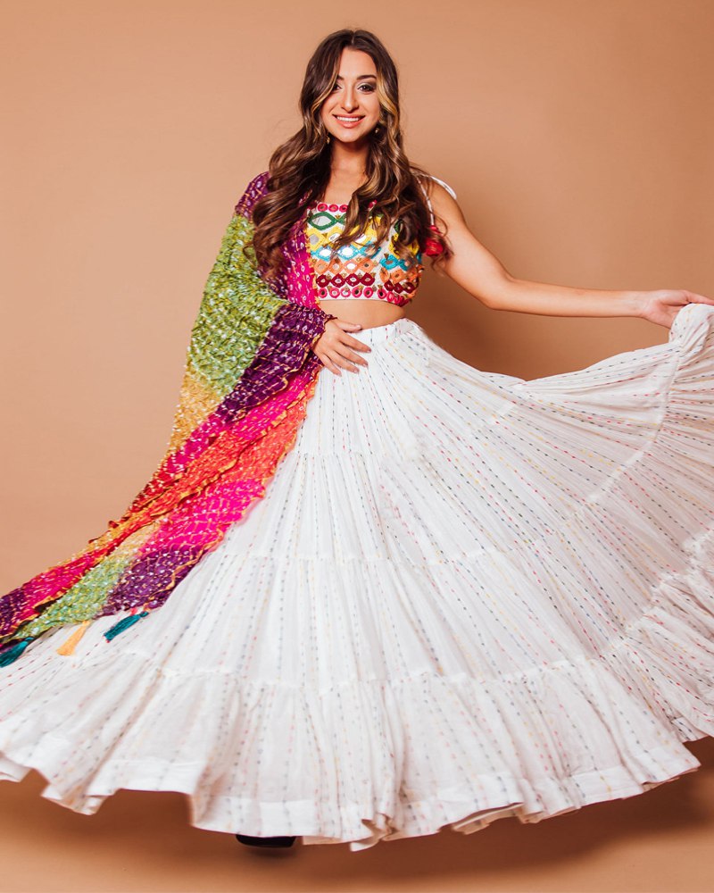 Exquisite Georgette Lehenga Choli Set with Multicolored Embroidery and Digital Print Dupatta ClothsVilla Main image
