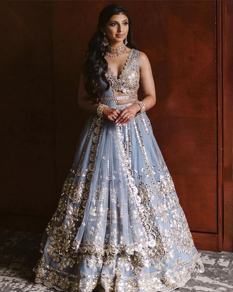 Exquisite Jari and Paper Mirror Embroidered Lehenga Choli Set ClothsVilla Main image