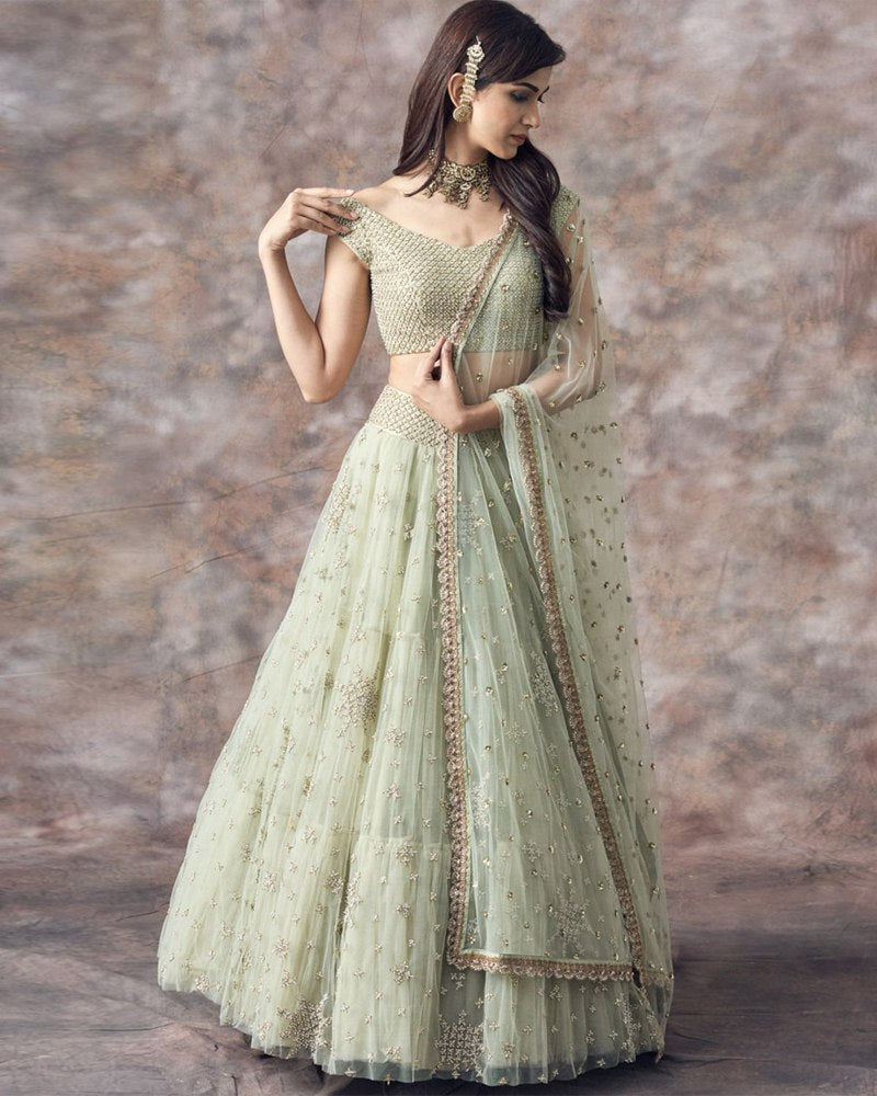 Exquisite Pista Lehenga Choli Set with Sequence Embroidery Secondary image