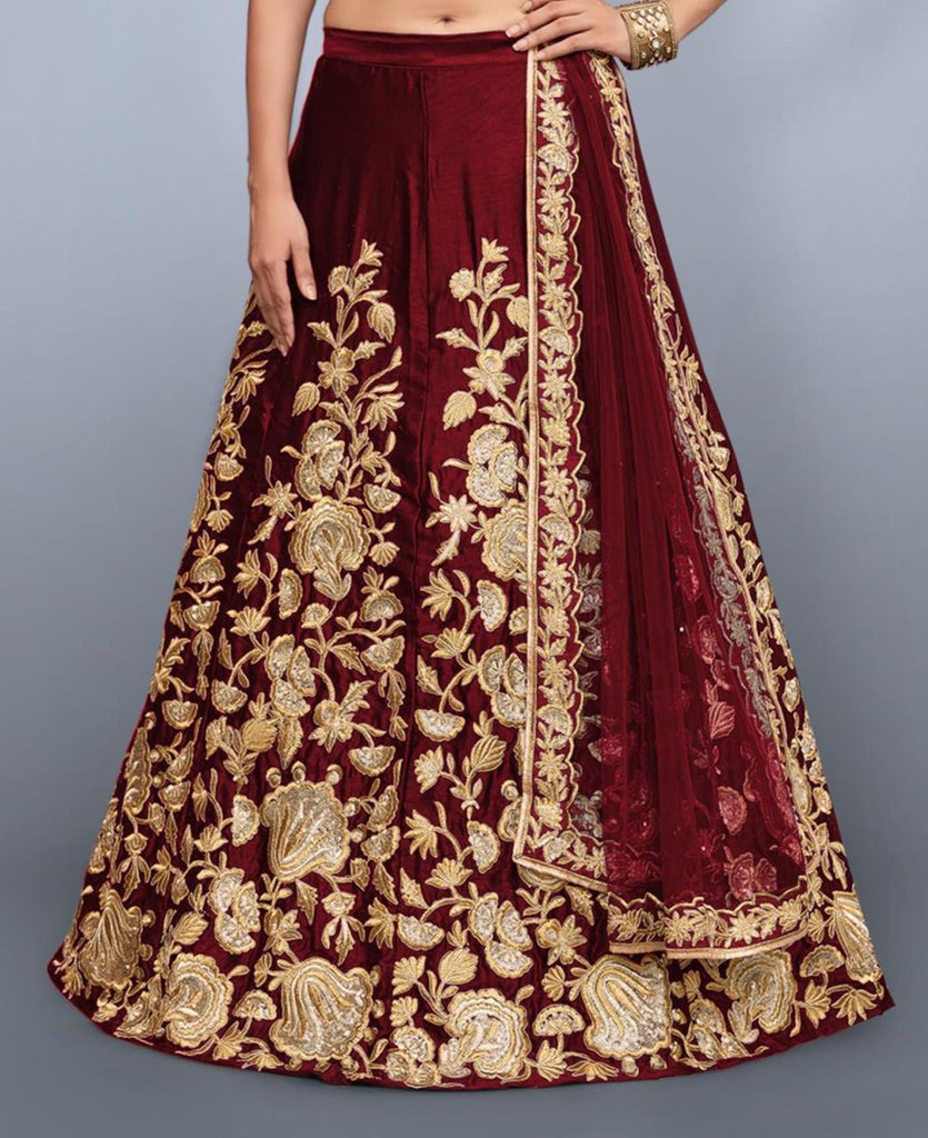 Exquisite Maroon Lehenga Choli Set with Dupatta ClothsVilla