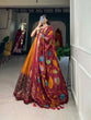 Load image into Gallery viewer, Exquisite Mustard Ready to Wear Tussar Silk Foil Print Gown with Dupatta ClothsVilla