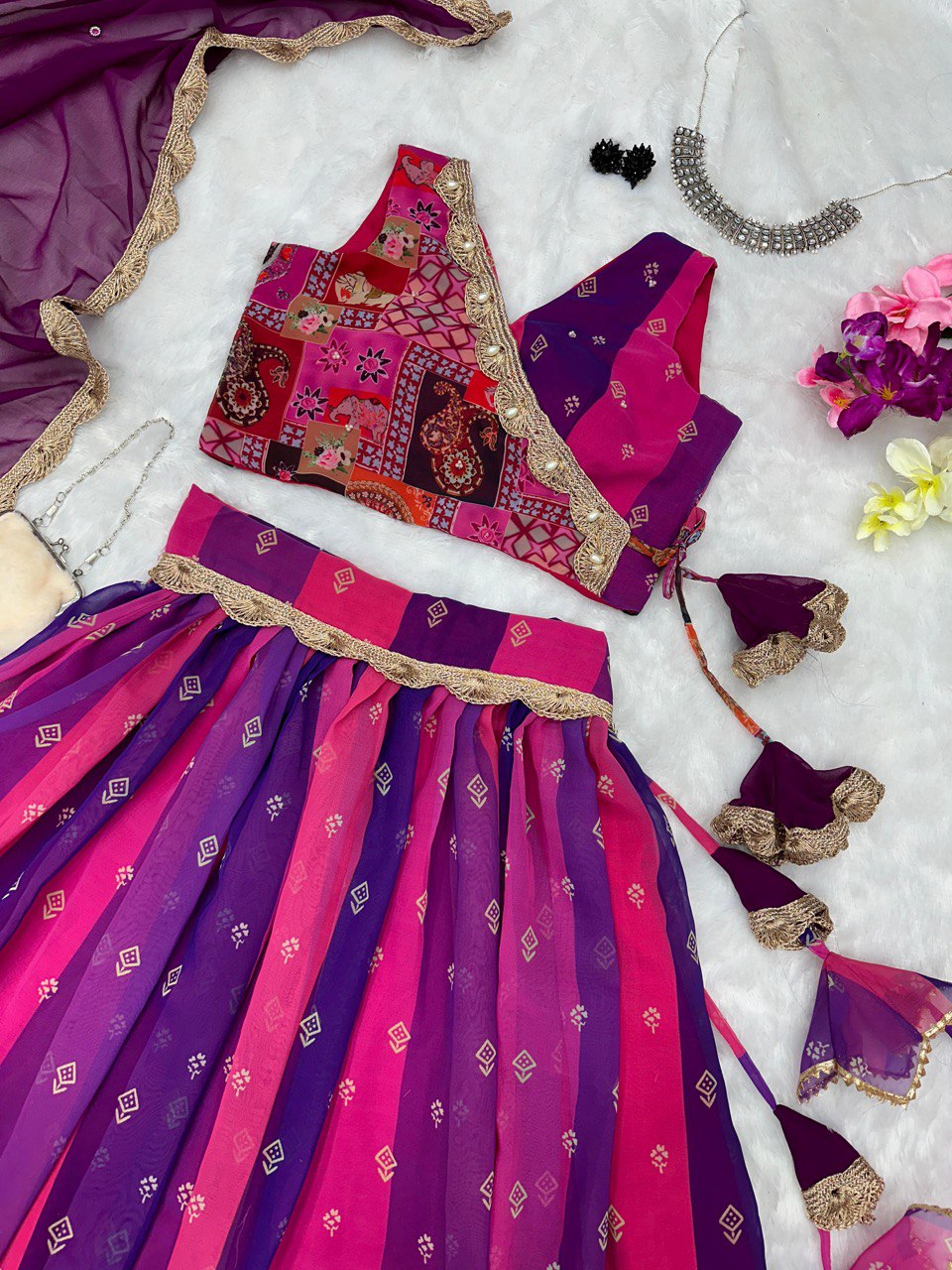 Exquisite Purple Real Kalamkari Lehenga with Modern Touch ClothsVilla