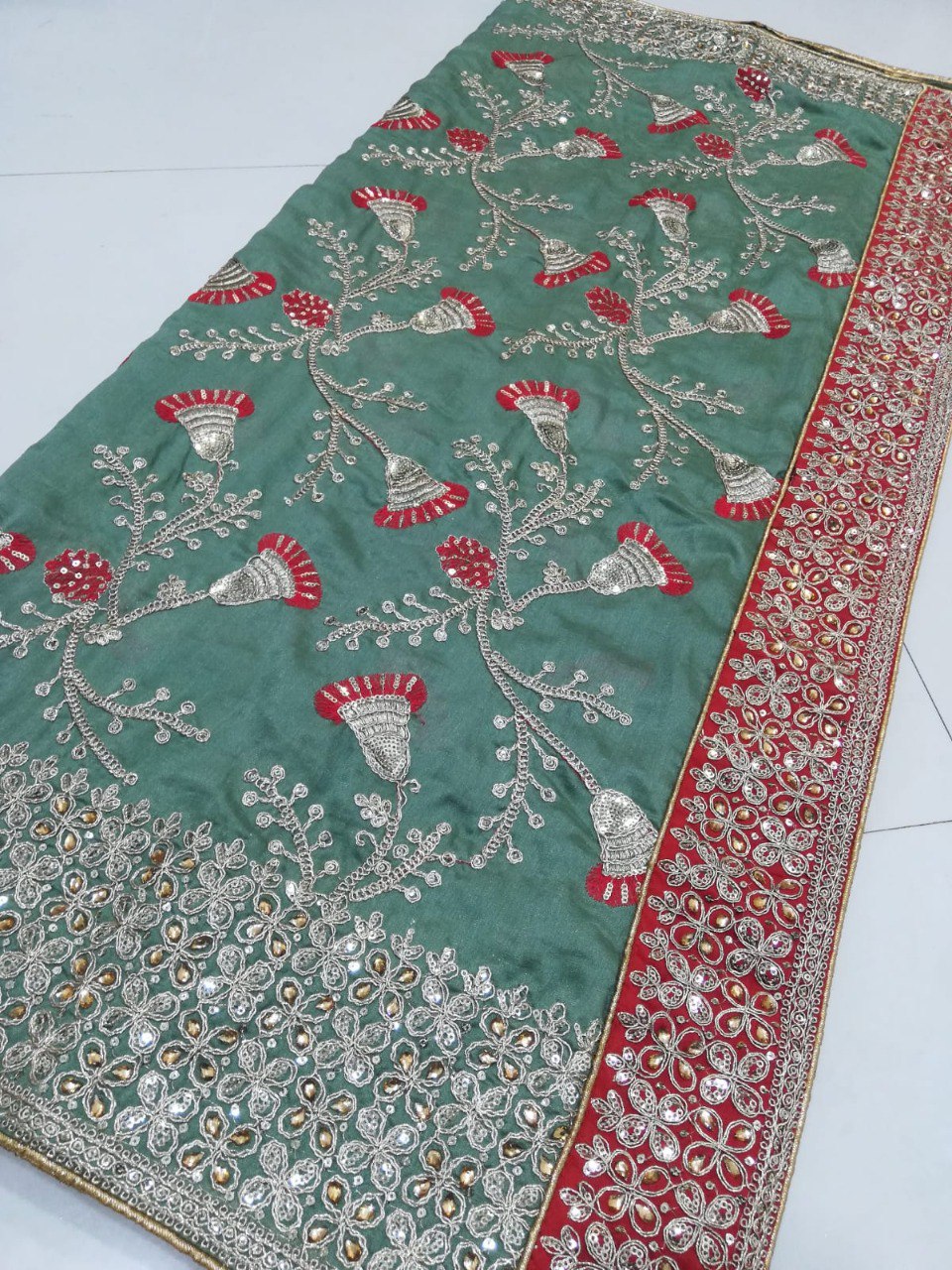 Exquisite Rangoli Silk Saree with Thread, Jari, Cording & Sequence Embroidery ClothsVilla Main image