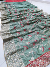 Load image into Gallery viewer, Exquisite Rangoli Silk Saree with Thread, Jari, Cording &amp; Sequence Embroidery ClothsVilla