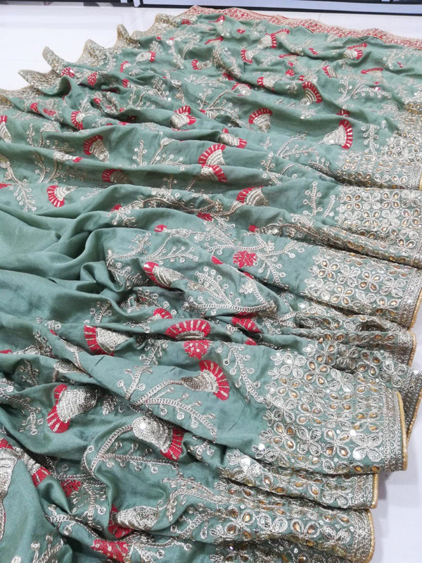 Exquisite Rangoli Silk Saree with Thread, Jari, Cording & Sequence Embroidery ClothsVilla