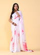 Load image into Gallery viewer, Exquisite White &amp; Pink Floral Saree with Silk Blouse ClothsVilla