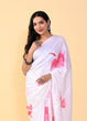 Load image into Gallery viewer, Exquisite White &amp; Pink Floral Saree with Silk Blouse ClothsVilla
