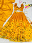 Exquisite Yellow Pure Organza Silk Lehenga Choli Set with Handwork ClothsVilla