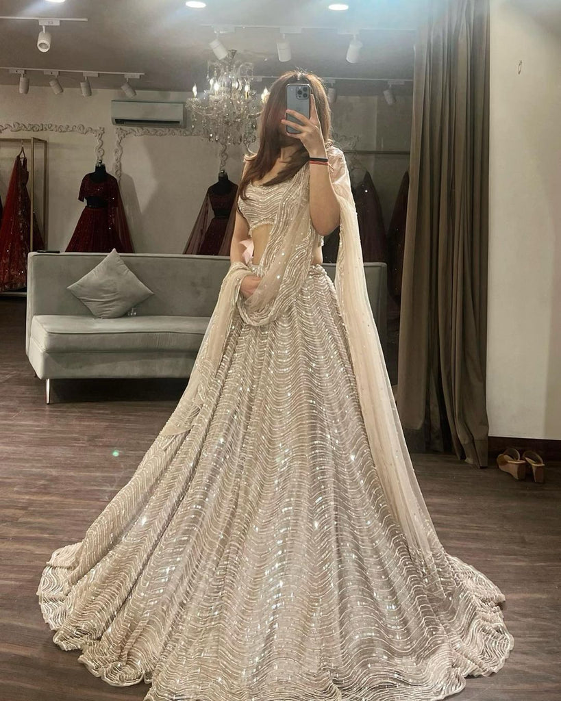 Exude Elegance in Exclusive White Net Lehenga Choli - Wedding Wear Brilliance ClothsVilla