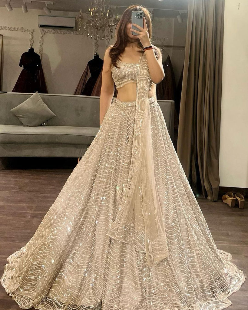 Exude Elegance in Exclusive White Net Lehenga Choli - Wedding Wear Brilliance ClothsVilla