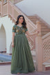 Load image into Gallery viewer, Fair Green Elegant Silver Crunchy Gown with Embroidered Koti – Stylish Partywear Set ClothsVilla