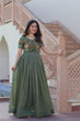 Load image into Gallery viewer, Fair Green Elegant Silver Crunchy Gown with Embroidered Koti – Stylish Partywear Set ClothsVilla