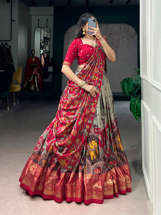 Fair Green Kalamkari Print Lehenga ClothsVilla
