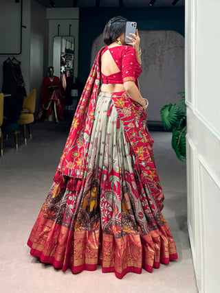 Fair Green Kalamkari Print Lehenga ClothsVilla