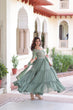 Load image into Gallery viewer, Fair Green Luxury Faux Blooming Sequins Multithread Beads Embroidered Gown with Designer Dupatta – Full Inner ClothsVilla