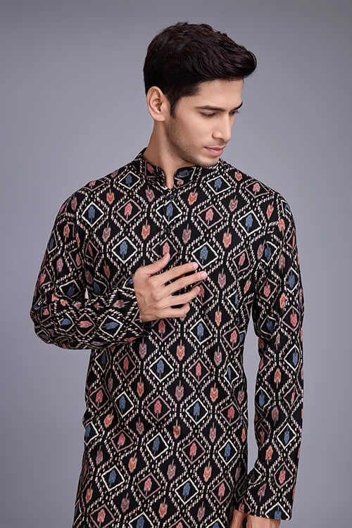 Designer Printed Black Color Kurta for Mens Wear Collection Secondary image