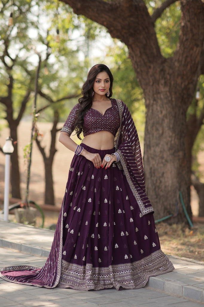 Faux Blooming Embroidered Lehenga Choli Set with Sequin Work ClothsVilla