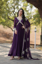 Load image into Gallery viewer, Faux Blooming Embroidered Purple Gown with Sequins &amp; Designer Dupatta ClothsVilla