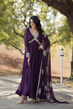 Load image into Gallery viewer, Faux Blooming Embroidered Purple Gown with Sequins &amp; Designer Dupatta ClothsVilla