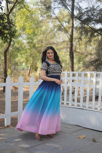 Faux Blooming Embroidered Zari Sequin Gown ClothsVilla