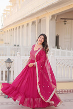 Load image into Gallery viewer, Faux Blooming Multi Sequin Embroidered Pink Gown with Luxurious Dupatta ClothsVilla