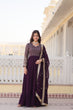 Load image into Gallery viewer, Faux Blooming Multi Sequin Embroidered Wine Gown with Luxurious Dupatta ClothsVilla