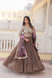 Load image into Gallery viewer, Faux Georgette Beige Lehenga Choli Set with Sequin Embroidery and Digital Print Dupatta ClothsVilla