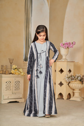 Faux Georgette Digital Print Shrug Set Indo-Western Gown for Girls Clothsvilla
