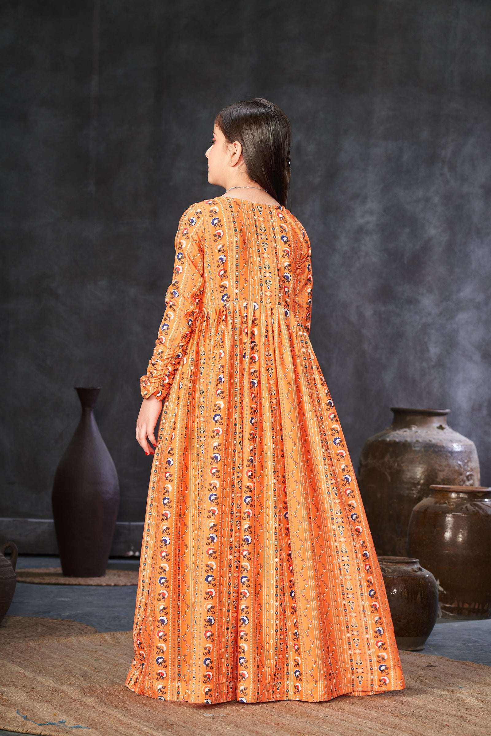 Faux Georgette Digital Print Shrug Set Indo-Western Gown for Girls Clothsvilla