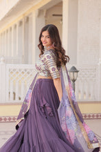 Load image into Gallery viewer, Faux Georgette Lavender Lehenga Choli Set with Sequin Embroidery and Digital Print Dupatta ClothsVilla