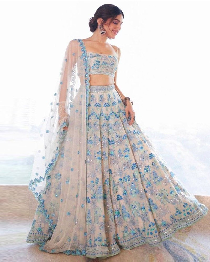 Faux Georgette Lehenga Choli Dupatta Set with Sequin Embroidery ClothsVilla Main image